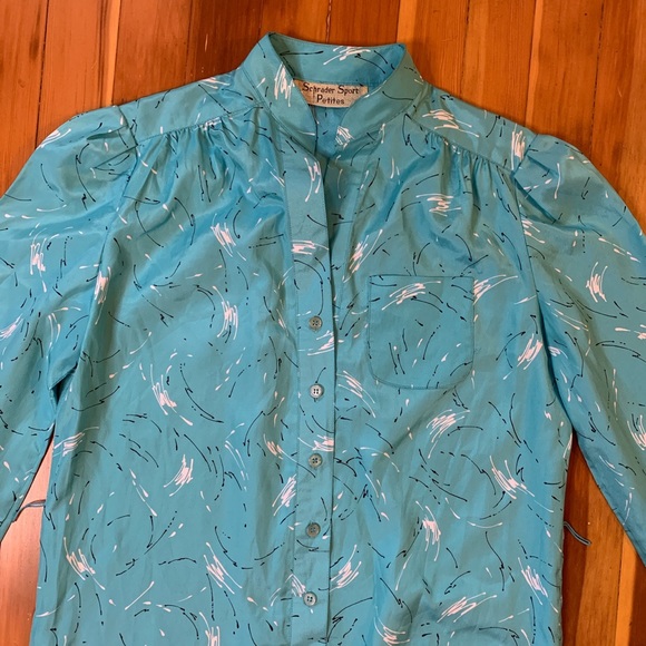 80s aqua patterned office dress so cool 8 - Picture 2 of 4
